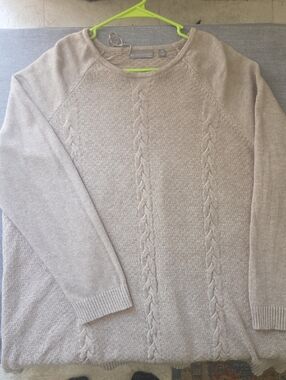 Revolution Women’s Cable Crewneck Sweater - Beige